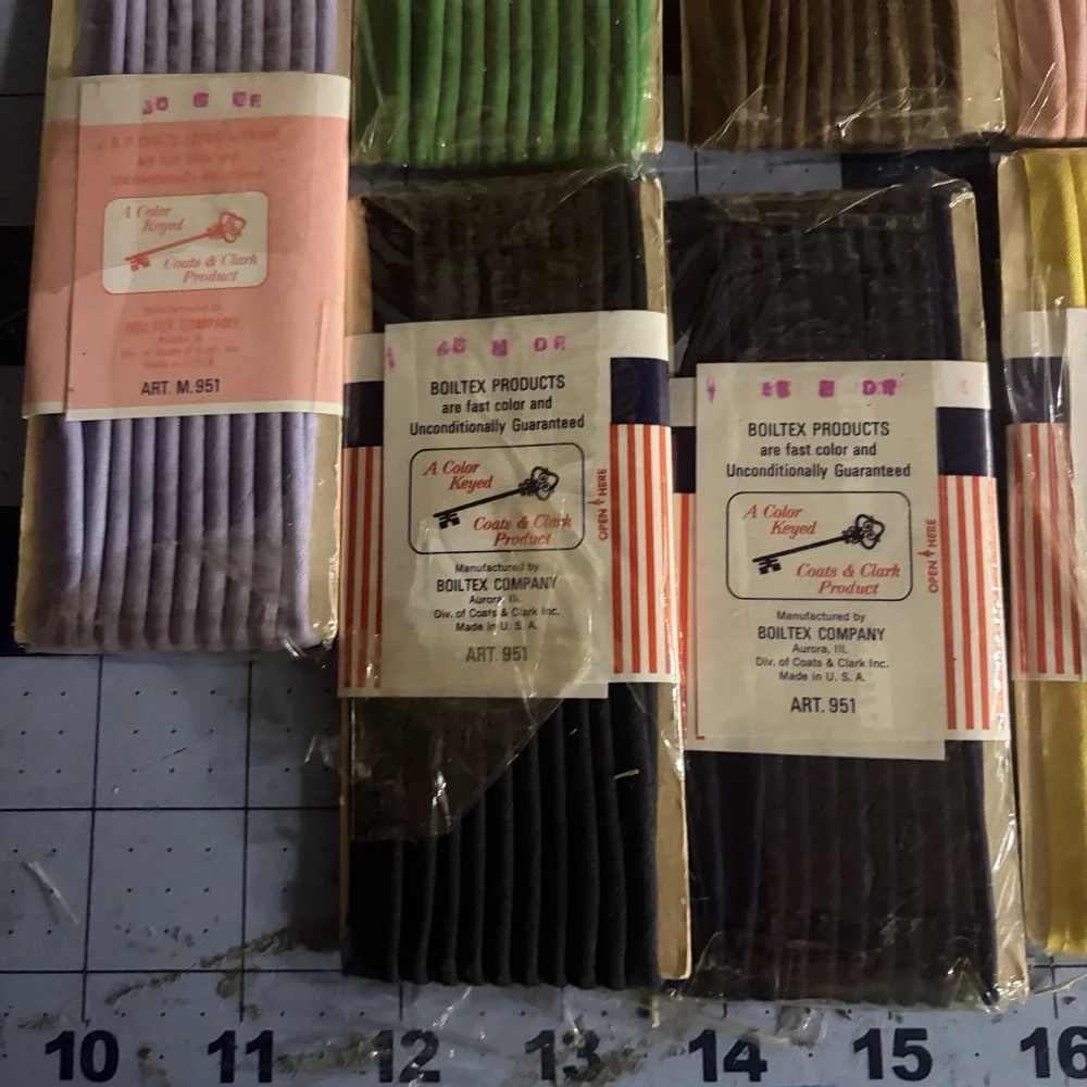 J&P Coats Boiltex Piping Trim Lot 3yd Multicolor Vintage Cotton Corded M.951